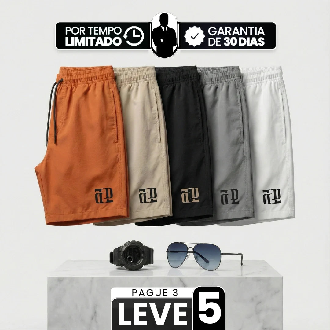 [Leve 5, Pague Só 3] Bermuda Titan Masculina em Poliamida e Microfibra Resistente de Secagem Rápida com Cós Elástico + BRINDES